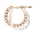 Imitation Pearl Curb Chain Bracelet and Necklace, 2 Piece, Rose Gold Flashed