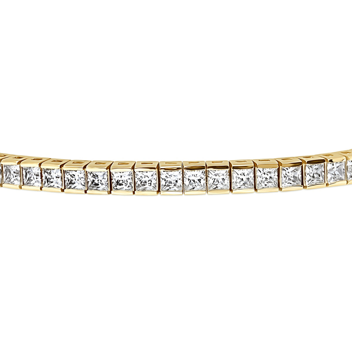 Princess CZ Tennis Bracelet, Gold Plated / 6.5 inch