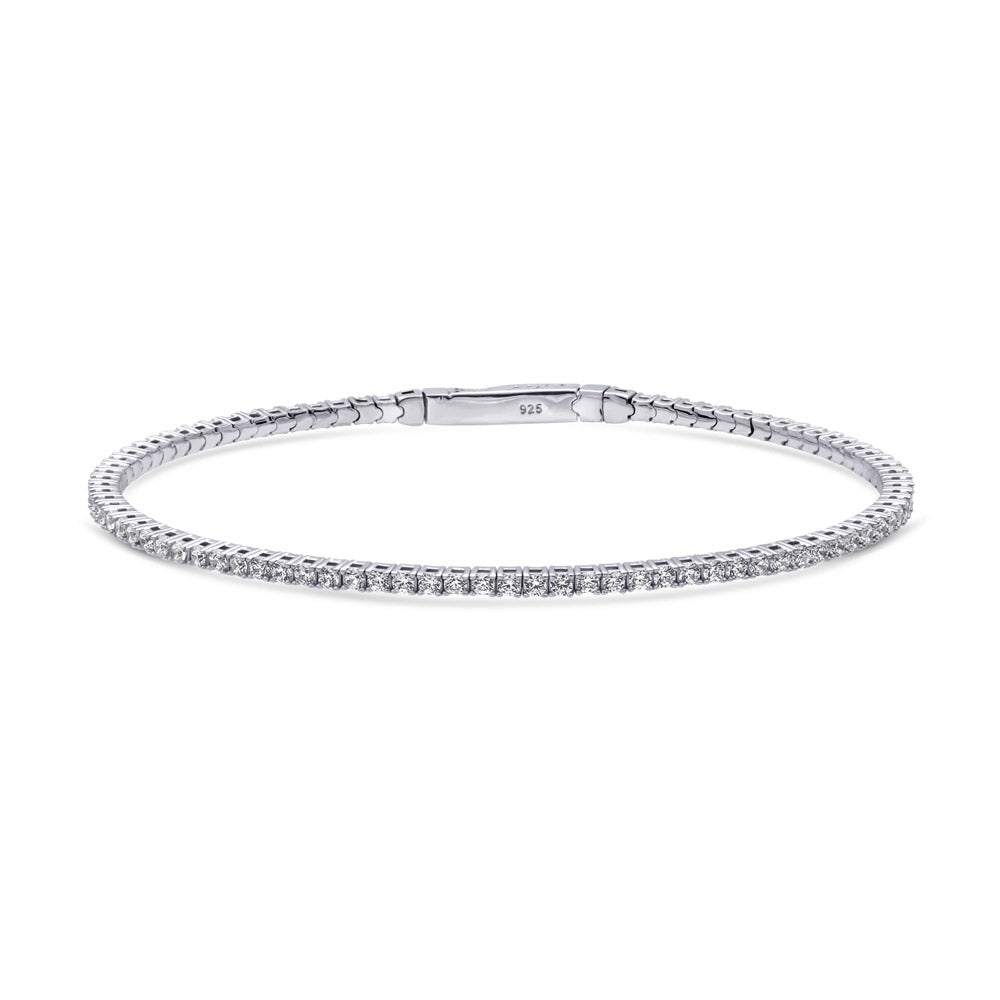 Flexible CZ Bangle in Sterling Silver, 2 Piece, 3 of 18