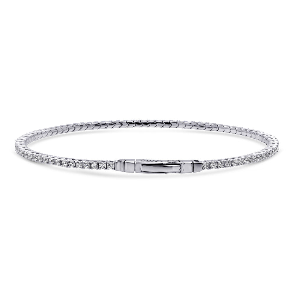 Front view of Flexible CZ Bangle in Sterling Silver, 2 Piece, 5 of 18