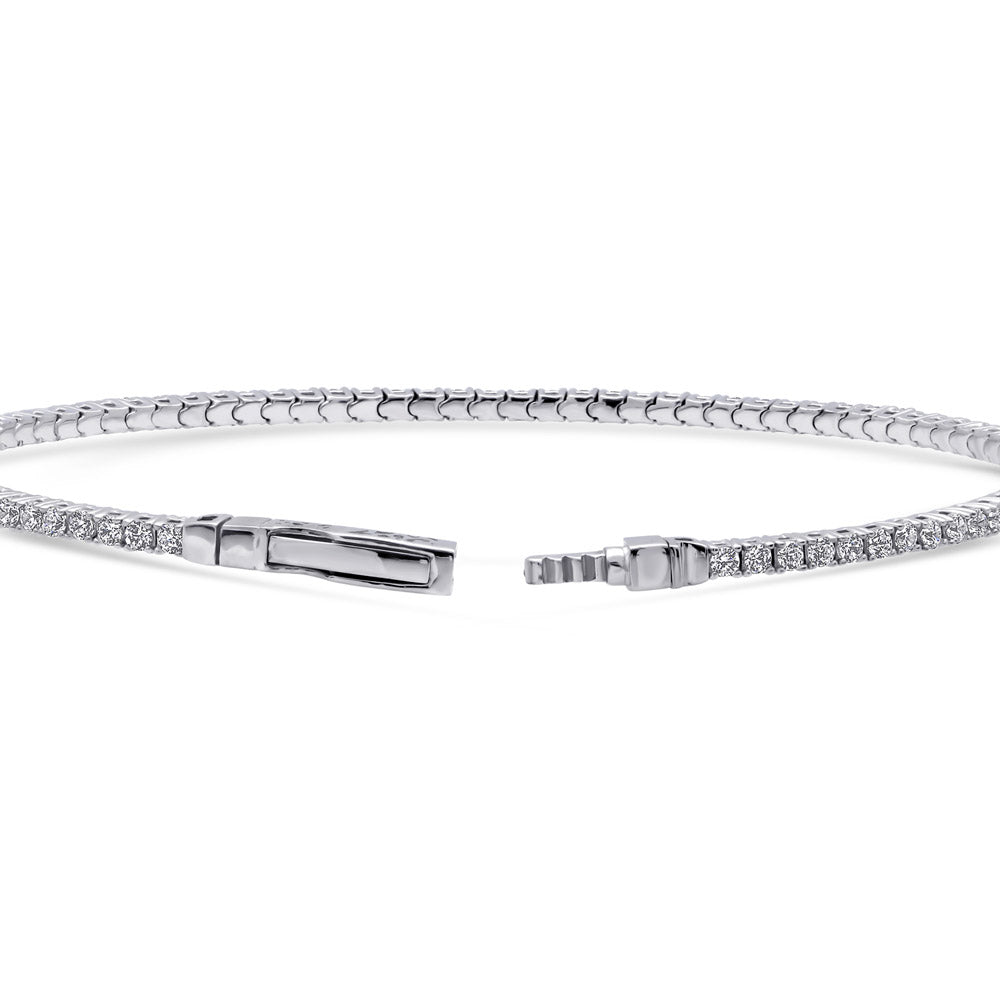 Angle view of Flexible CZ Bangle in Sterling Silver, 2 Piece, 7 of 18