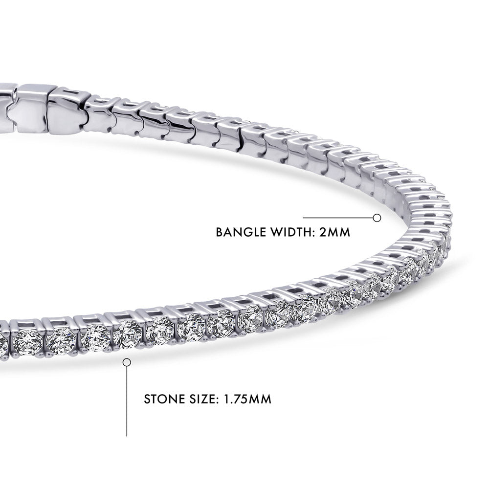 Side view of Flexible CZ Bangle in Sterling Silver, 2 Piece, 11 of 18