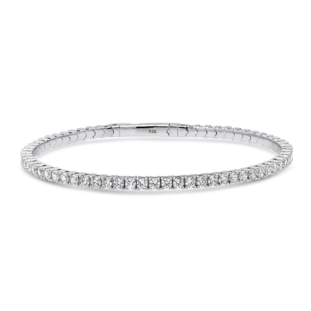 Flexible CZ Bangle in Sterling Silver, 2 Piece Set, 3 of 15