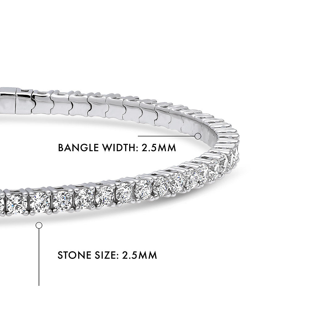 Side view of Flexible CZ Bangle in Sterling Silver, 2 Piece Set, 11 of 15