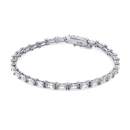 Baguette CZ Tennis Bracelet in Sterling Silver