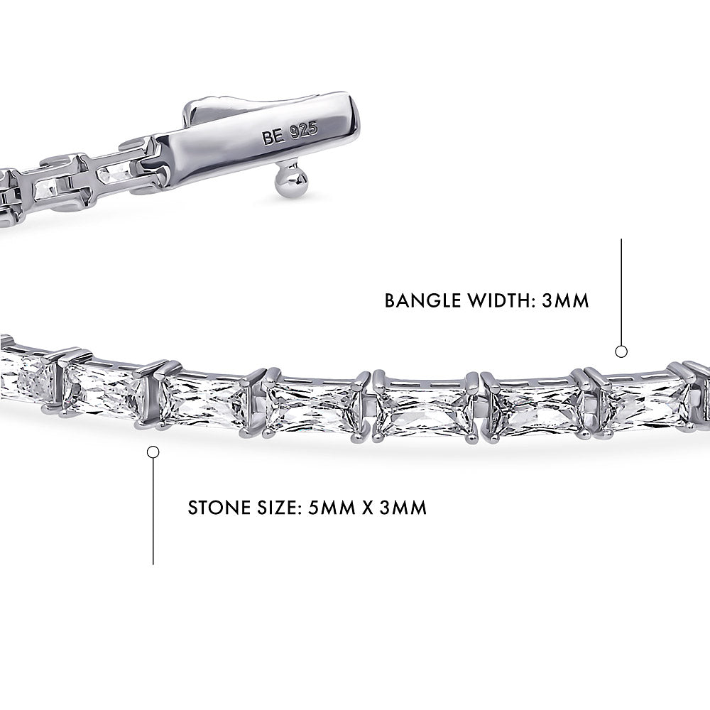 Alternate view of Baguette CZ Tennis Bracelet in Sterling Silver, 5 of 13
