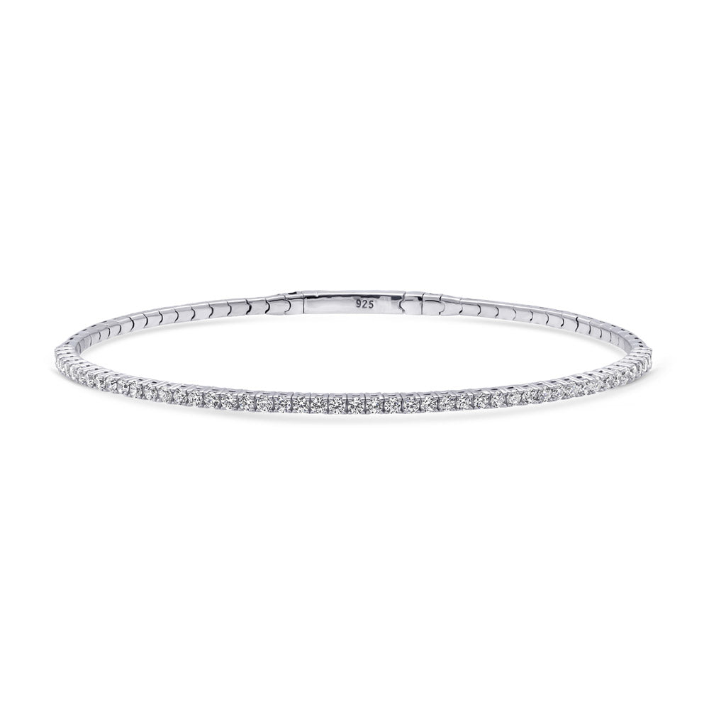 Flexible CZ Bangle in Sterling Silver, 2 Piece, 3 of 19