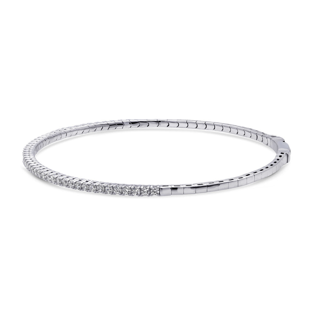 Front view of Flexible CZ Bangle in Sterling Silver, 2 Piece, 5 of 19