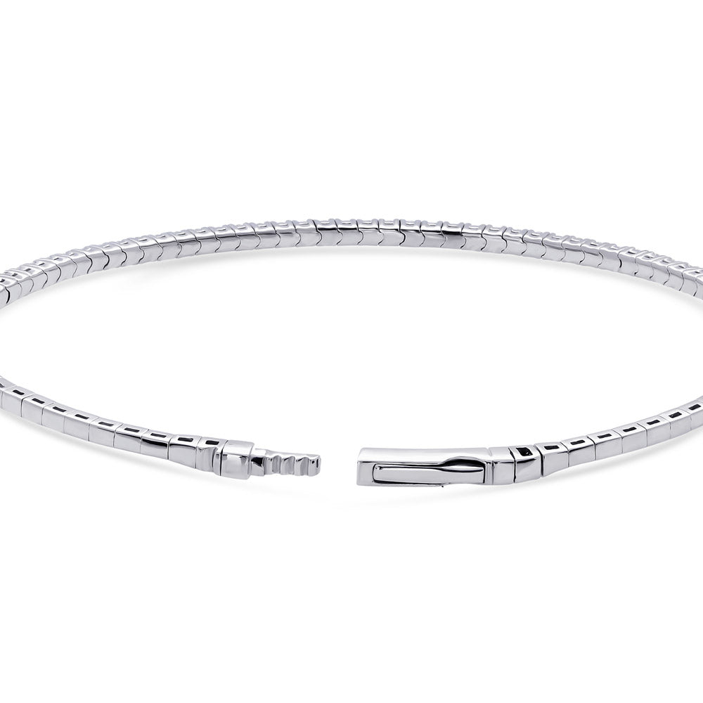 Angle view of Flexible CZ Bangle in Sterling Silver, 2 Piece, 7 of 19