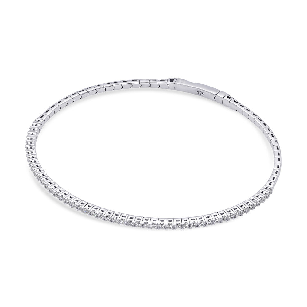 Flexible CZ Bangle in Sterling Silver