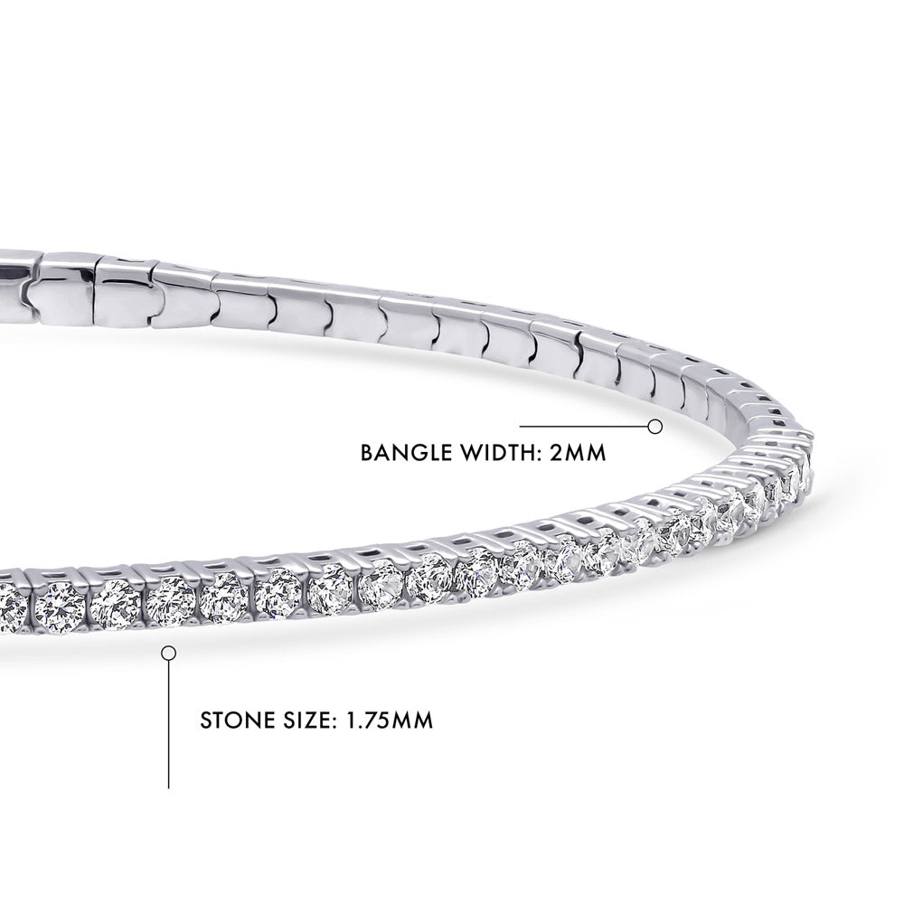 Side view of Flexible CZ Bangle in Sterling Silver, 2 Piece, 11 of 19