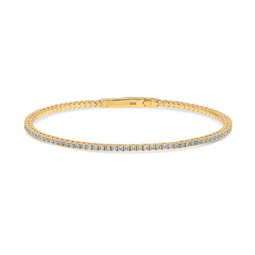 Flexible CZ Bangle in Gold Flashed Sterling Silver