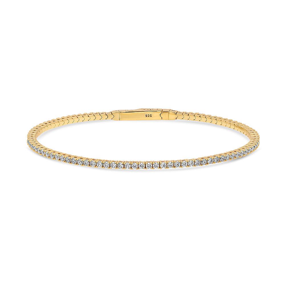 Flexible CZ Bangle in Gold Flashed Sterling Silver, 2 Piece, 3 of 12