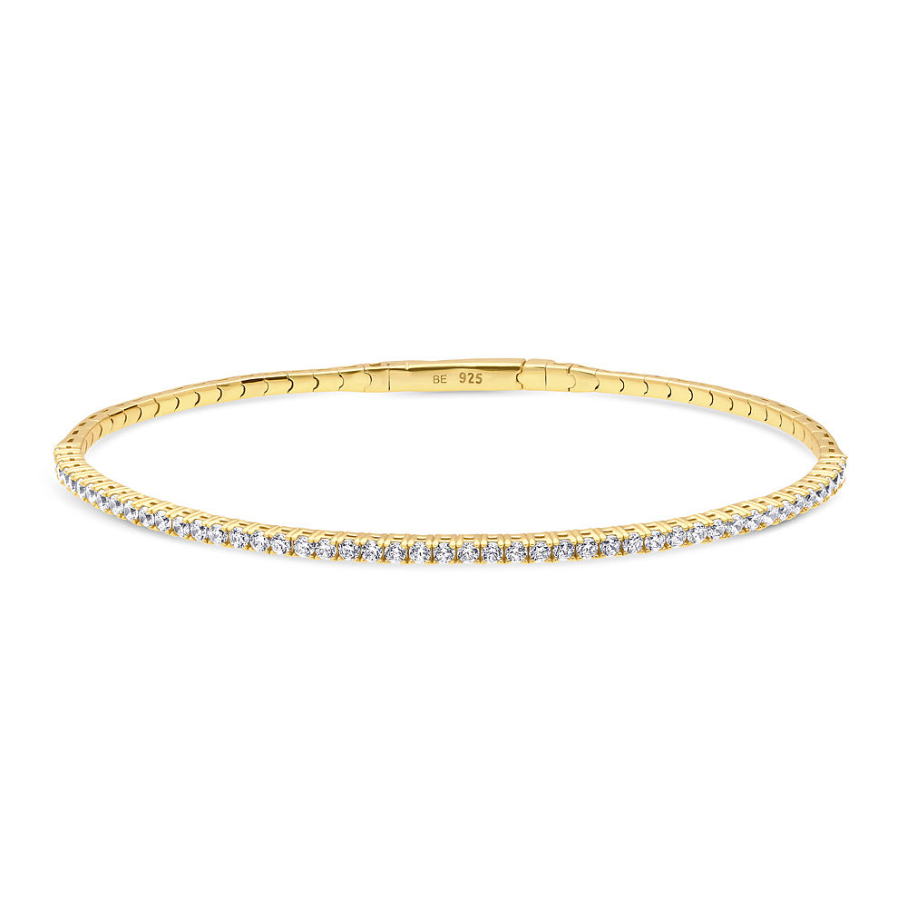 Flexible CZ Bangle in Gold Flashed Sterling Silver, 1 of 11