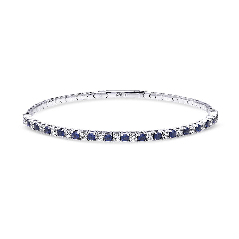 Flexible CZ Bangle in Sterling Silver, 2 Piece Set, 4 of 15