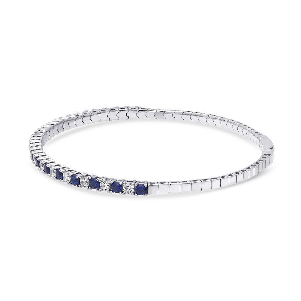 Front view of Flexible CZ Bangle in Sterling Silver, 2 Piece Set, 6 of 15