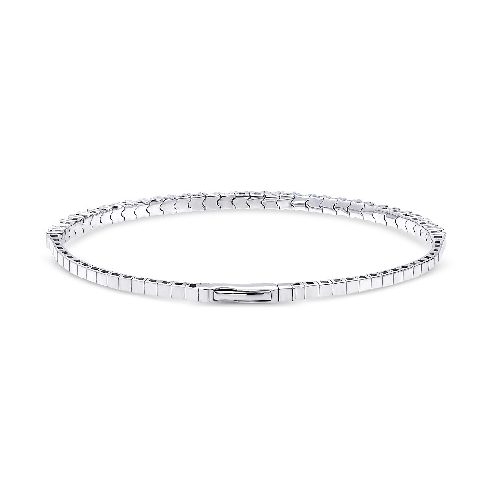 Angle view of Flexible CZ Bangle in Sterling Silver, 2 Piece Set, 8 of 15