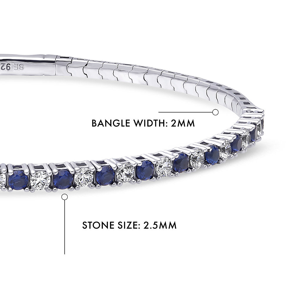 Flexible Sapphire-Blue CZ Bangle in Sterling Silver
