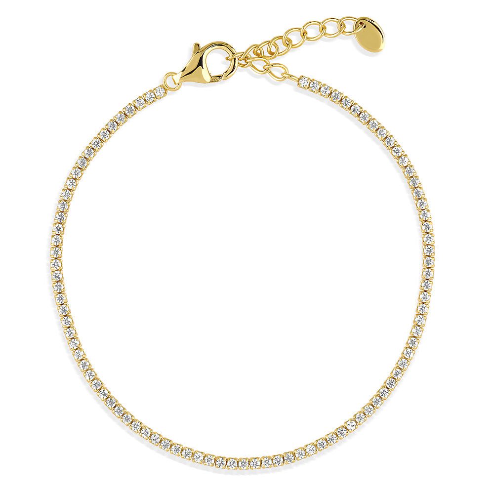CZ Necklace and Bracelet in Sterling Silver, Yellow Gold Flashed, Clear