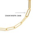 Front view of Paperclip Link Chain Bracelet in Sterling Silver 3mm, Yellow Gold Flashed