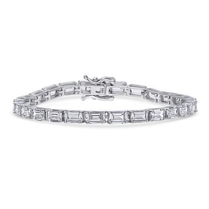 Emerald Cut CZ Tennis Bracelet in Sterling Silver