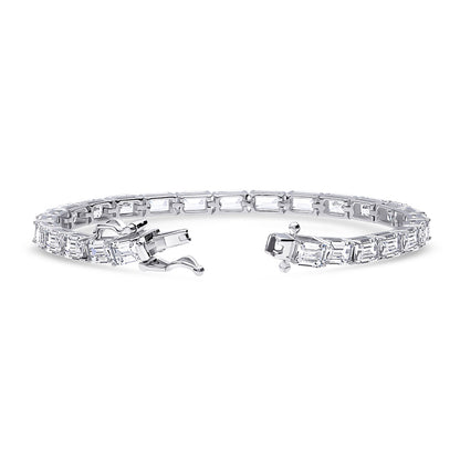 Emerald Cut CZ Tennis Bracelet in Sterling Silver