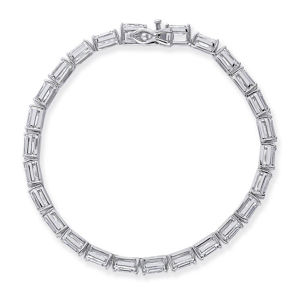 Emerald Cut CZ Tennis Bracelet in Sterling Silver