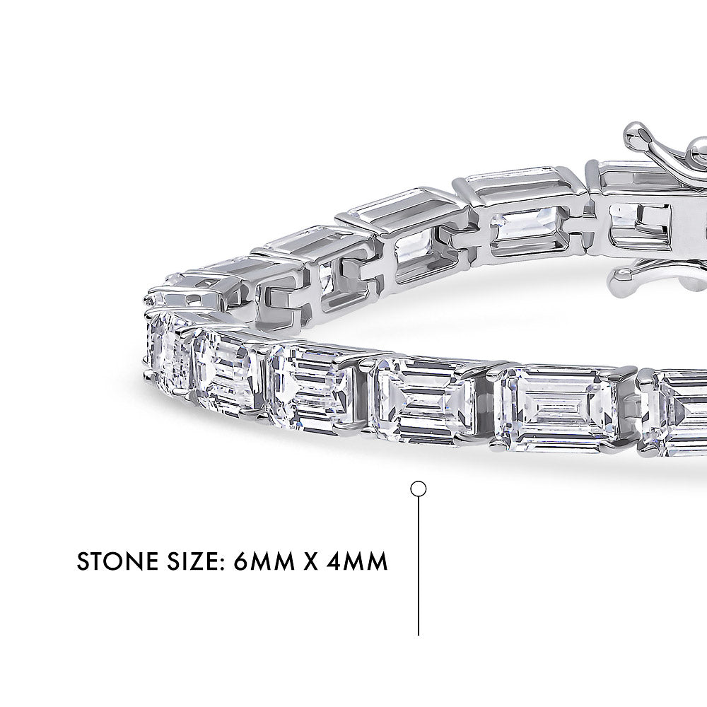 Emerald Cut CZ Tennis Bracelet in Sterling Silver