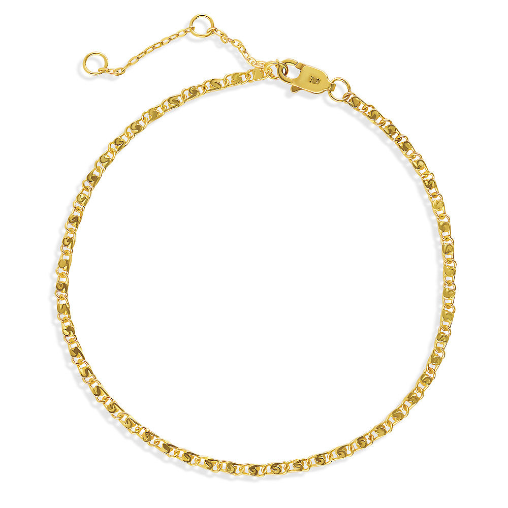 Chain Bracelet in Sterling Silver, Yellow Gold Flashed