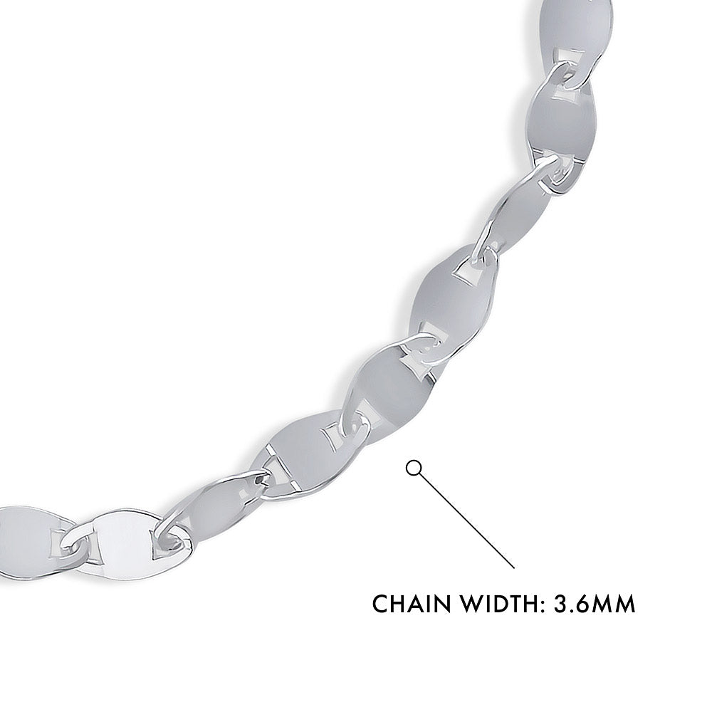 Front view of Link Bracelet in Sterling Silver, No Plating