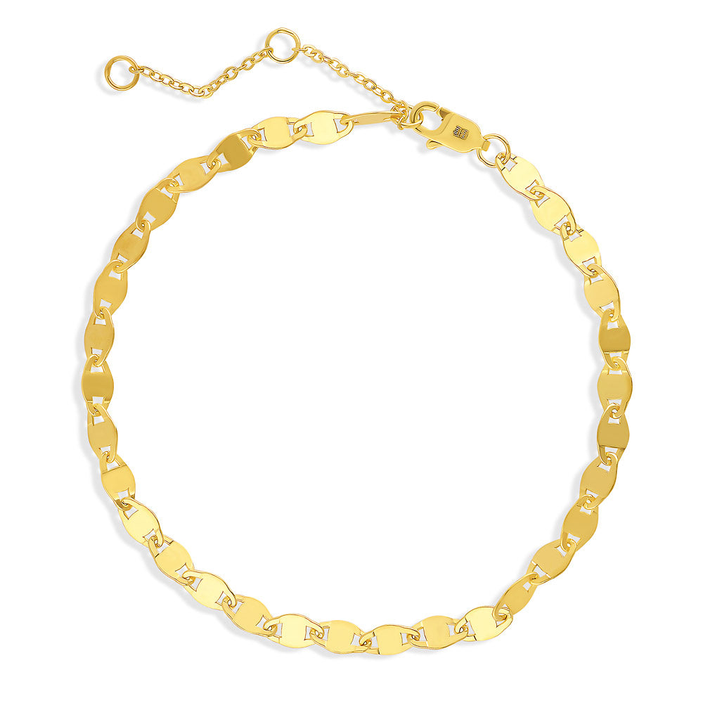 Link Bracelet in Sterling Silver, Yellow Gold Flashed