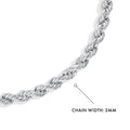 Front view of Twisted Rope Chain Bracelet in Sterling Silver 3mm, No Plating