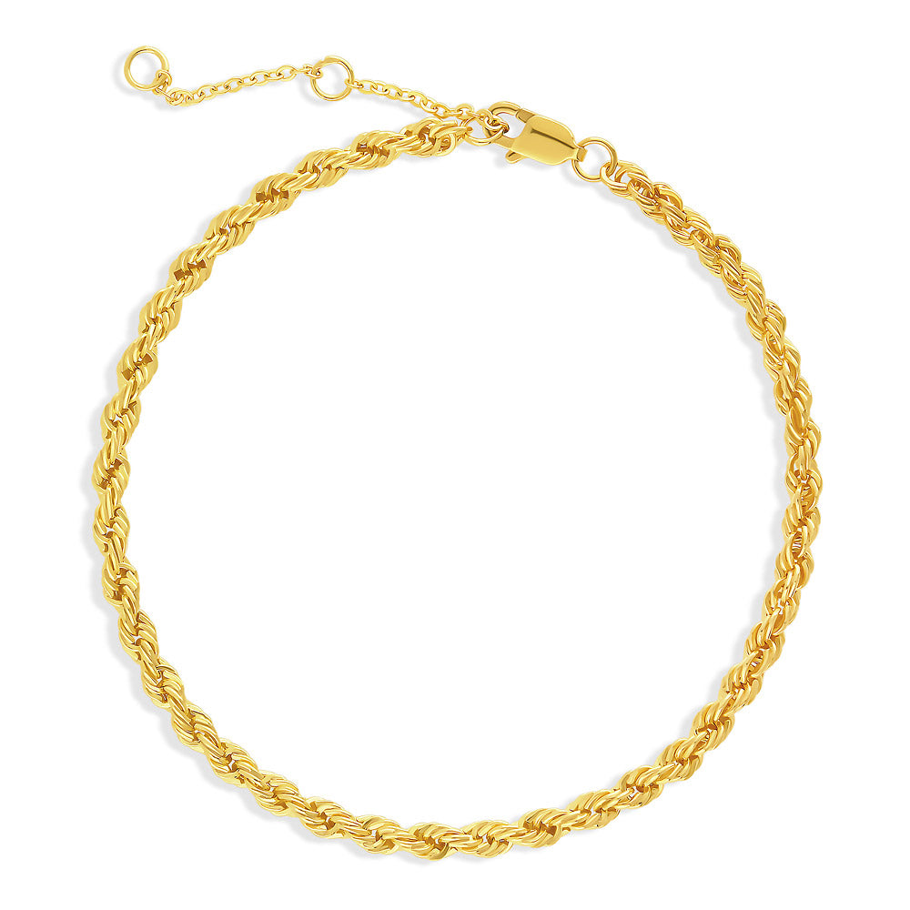 Twisted Rope Chain Bracelet in Sterling Silver 3mm