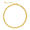 Twisted Rope Chain Bracelet in Sterling Silver 3mm, Yellow Gold Flashed