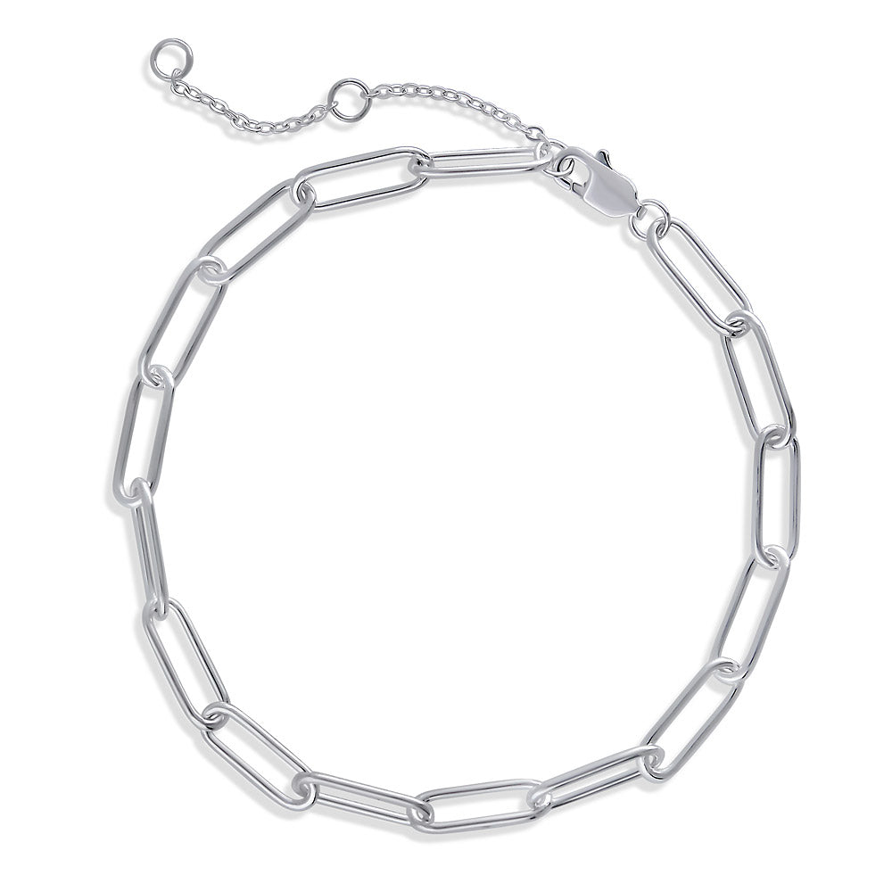 Paperclip Link Chain Bracelet in Sterling Silver 4mm
