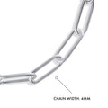 Front view of Paperclip Link Chain Bracelet in Sterling Silver 4mm, No Plating
