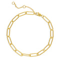 Paperclip Link Chain Bracelet in Sterling Silver 4mm, Yellow Gold Flashed