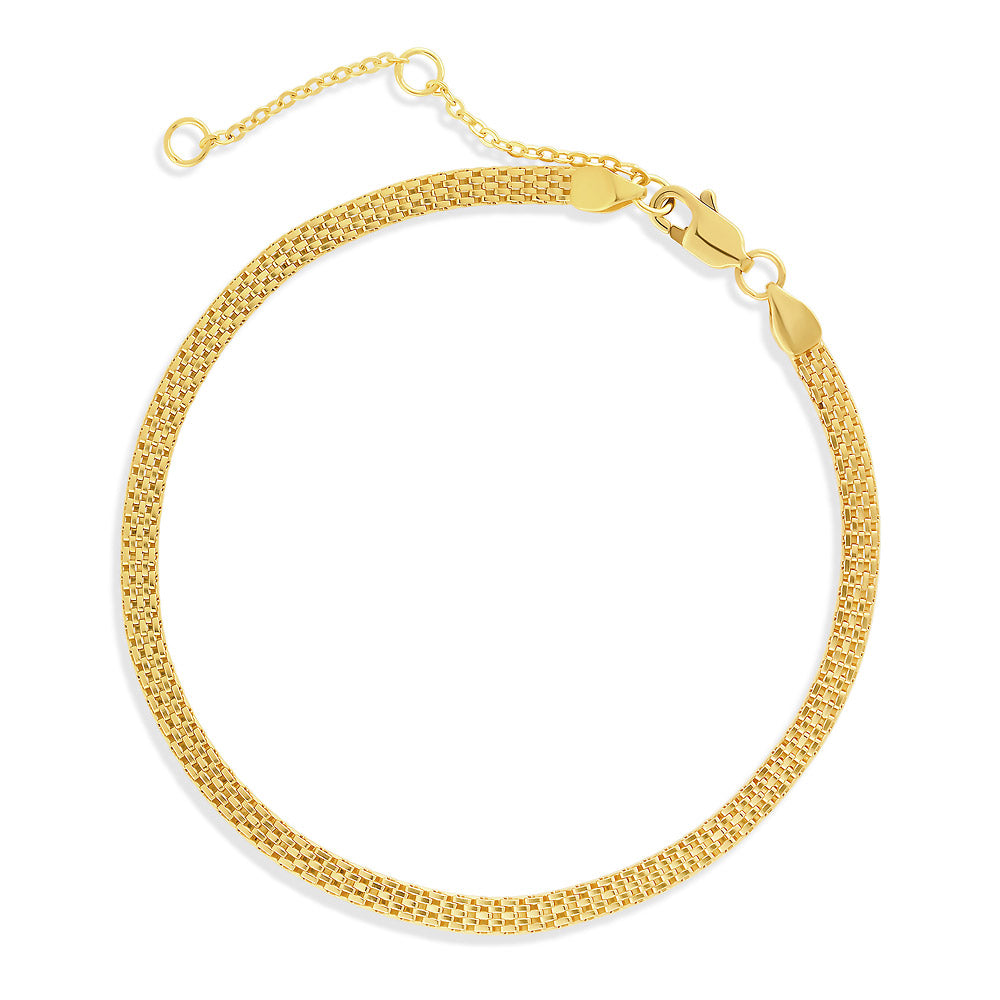 Chain Bracelet in Sterling Silver 3mm, Yellow Gold Flashed