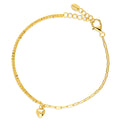 Heart Paperclip Charm Bracelet in Sterling Silver, Gold Flashed