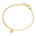 Front view of Heart Paperclip Charm Bracelet in Sterling Silver, Gold Flashed