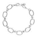 Open Oval Lightweight Link Bracelet, Silver-tone