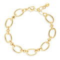 Open Oval Lightweight Link Bracelet, Gold-tone