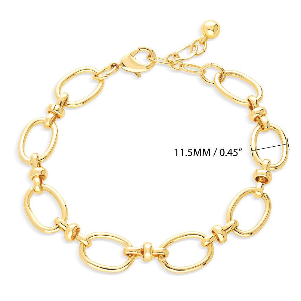 Front view of Open Oval Lightweight Link Bracelet, Gold-tone