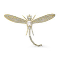 Front view of Dragonfly Button Cultured Pearl Pin in Sterling Silver, Yellow Gold Flashed