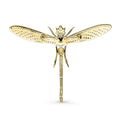 Angle view of Dragonfly Button Cultured Pearl Pin in Sterling Silver, Yellow Gold Flashed