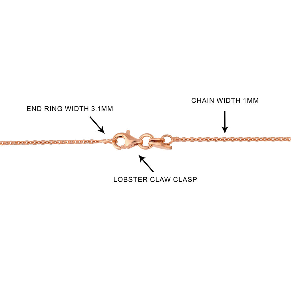 Angle view of Italian Rolo Chain Necklace in Rose Gold Flashed Sterling Silver, 3 of 7