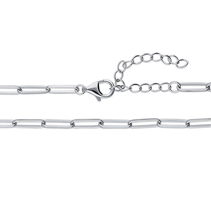 Paperclip CZ Layered Chain Necklace Set in Sterling Silver