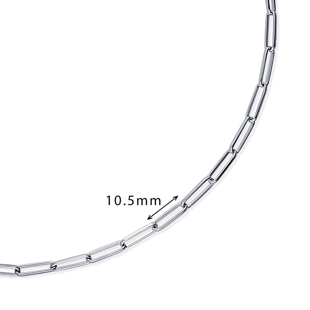 Angle view of Paperclip CZ Layered Chain Necklace Set in Sterling Silver, 12 of 16
