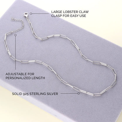 Paperclip CZ Layered Chain Necklace Set in Sterling Silver