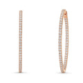 CZ Large Inside-Out Hoop Earrings in Sterling Silver 2.2 inch, Rose Gold Flashed